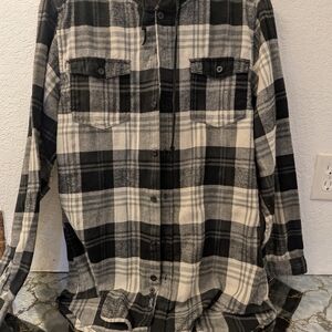 Burnside Gray and Black Plaid Shirt